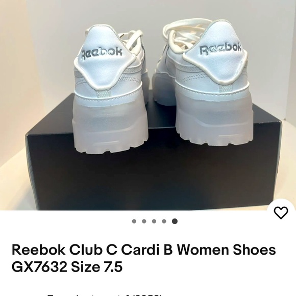 Reebok, Cardi B, white leather platform, shoes, brand new, size 9 - Picture 7 of 10